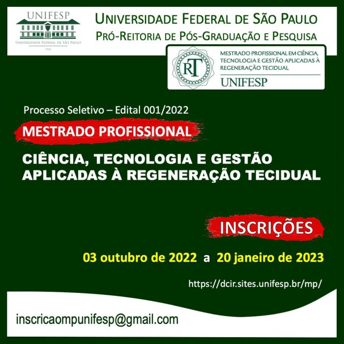 processo seletivo mestrado prof unifesp edital2022