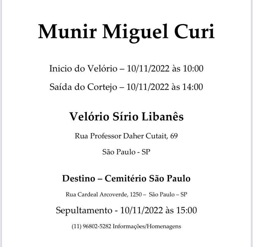 nota falecimento dr munir curi